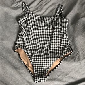 Black and white gingham bathing suit